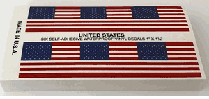 Wholesale US Flag Stickers 6 Per Card - Pack of 25
