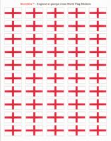 England St. George's Cross Sheet of 50 Stickers