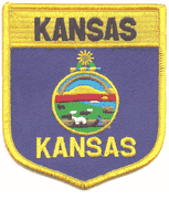 Kansas Flag Shield Patch<br>Pack of 3