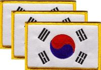 Korea, South Flag Patch<br>Pack of 3