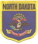 North Dakota Flag Shield Patch<br>Pack of 3