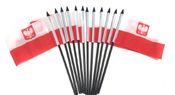 Poland with Eagle Miniature Flags - 12 Pack