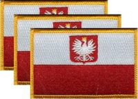 Poland with Eagle Flag Patch<br>Pack of 3