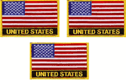 US Flag Patch With Name<br>Pack of 3