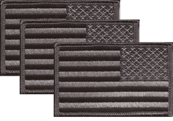US Subdued Black and Silver Right Hand Flag Patch<br>Pack of 3