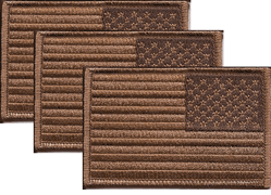 US Subdued Brown Right Hand Flag Patch<br>Pack of 3