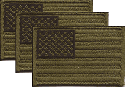 US Subdued Green Left Hand Flag Patch<br>Pack of 3