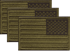 US Subdued Green Right Hand Flag Patch<br>Pack of 3