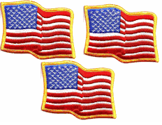 US Waving Flag Patch<br>Pack of 3