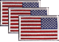 US White Border Right Hand Flag Patch<br>Pack of 3