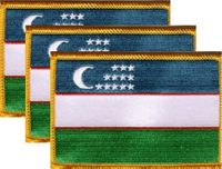 Uzbekistan Flag Patch<br>Pack of 3