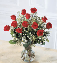 12 Roses Arranged in Vase
