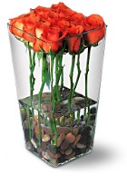 Dozen Roses w. Pebbles inside the Vase  