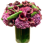 purple calla lilly & hyrengeas
