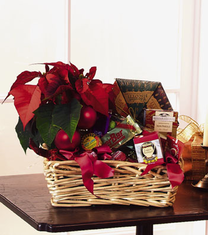 T085-01 Gourmet Basket with Poinsettia