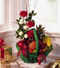 T085-03 Fruit Basket with Carnations