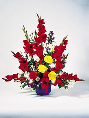 T125-02 Red Gladiolus Arrangement