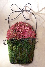 Wire Wall Planter With Dried Mini Roses