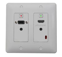 Aurora 2 Input HDBaseT Wall Plate (VGA & HDMI) - 230'/300' CAT Extender (Req. External DXE Rx) - Black  - DXW-2-B