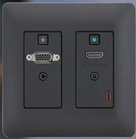 Aurora 2 input HDBaseT� transmitter wall plate (330/600-ft VGA & HDMI, black) - DXW-2-B