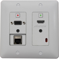Aurora 2 Input HDBaseT Wall Plate (VGA, HDMI, & LAN) - 330'/600' CAT Ext. w/Amp & IP Control DXW HDBaseT Wall-Plate Kit - DXW-2E-SC-A-W