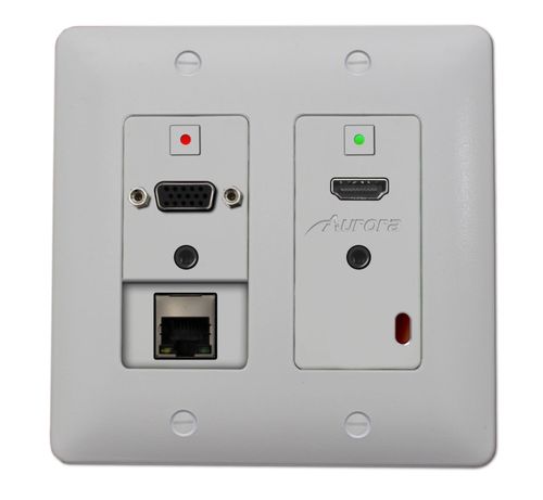 Aurora 2 Input HDBaseT Wall Plate (VGA, HDMI, & LAN) - 330'/600' CAT Extender - Black  - DXW-2E-B