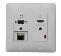 Aurora 2 Input HDBaseT Wall Plate (VGA, HDMI, & LAN) - 330'/600' CAT Extender - Black  - DXW-2E-B