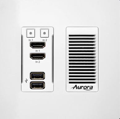 Aurora 3rd gen. 4K 10Gbps SDVoE AV-over-IP transmitter 2-gang wall plate (ASIC model, copper version, white) - IPX-TX3A-WP2-C-W