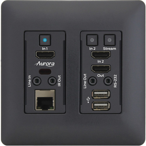 Aurora 4K 1Gbps AV-over-IP transceiver wall plate (dual HDMI� inputs, black) - VLX-TCW2H-C-B
