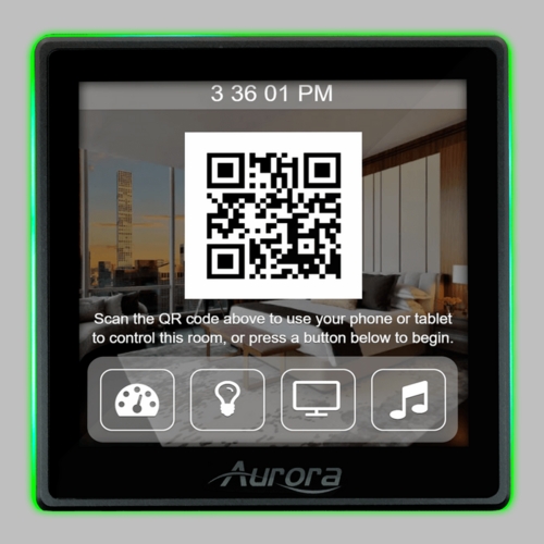 Aurora (Coming Soon. Call for Availability) 4� 1:1 aspect ratio wall mount ReAX touch panel control system with serial, relays, I/O, IR, and Ethernet control ports (black) - RXT-4WM-G3-B