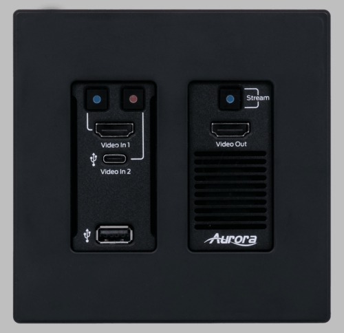 Aurora Next-gen 4K60 4:4:4 1Gbps AV-over-IP transceiver wall plate utilizing Aurora�s Mimix� CODEC technology (Black) - VPX-TC1-WP2-PRO-B