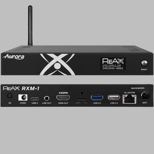 Aurora ReAX control processor with Ethernet & WiFi, and HDMI out for BYO touch monitor or digital signage and media playback - RXM-1