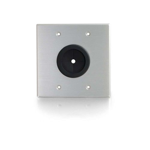 Cables To Go 1.5in Grommet Cable Pass Through Double Gang Wall Plate - Brushed Aluminum - 40546