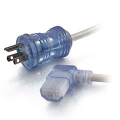 Cables To Go 15ft 16 AWG Hospital Grade Power Cord (NEMA 5-15P to IEC320C13R) - Gray with Clear Connectors - 48052
