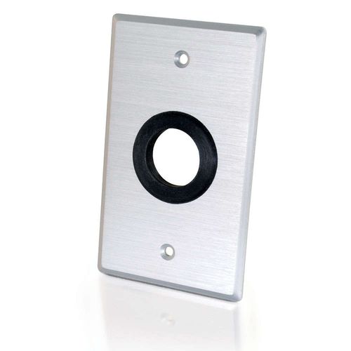 Cables To Go 1in Grommet Cable Pass Through Single Gang Wall Plate - Brushed Aluminum - 40488
