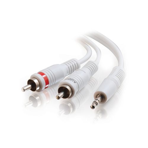 Cables To Go 25ft One 3.5mm Stereo Male to Two RCA Stereo Male Audio Y-Cable - White - 40372