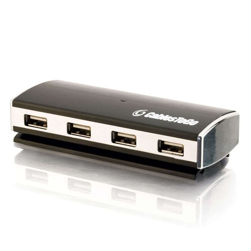 Cables To Go 4-Port USB 2.0 Aluminum Hub for Chromebooks, Laptops, and Desktops - 29508