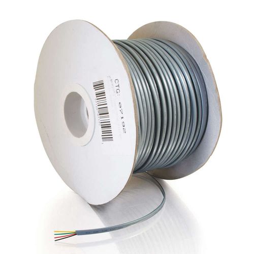 Cables To Go 500ft 28AWG 4-Conductor Silver Satin Modular Flat Telephone Cable Reel - 07192
