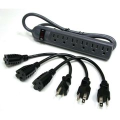 Cables To Go 6-Outlet Surge Suppressor with (3) 1ft Outlet Saver Power Extension Cords - 39995