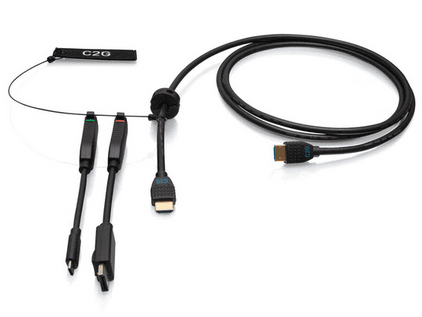 Cables To Go 6ft (1.8m) 4K HDMI® Premium Cable and Dongle Adapter Ring with Color Coded DisplayPort™ and USB-C® - C2G30053