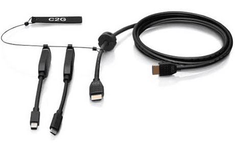 Cables To Go 6ft (1.8m) 4K HDMI® Premium Cable and Dongle Adapter Ring with Color Coded Mini DisplayPort™ and USB-C® - C2G30054