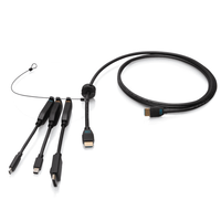 Cables To Go 6ft (1.8m) 4K HDMI® Premium Cable and Universal Dongle Adapter Ring with Color Coded HDMI to DisplayPort™, HDMI to USB-C®, and USB-C® to USB-A (without Pull Tab) - C2G4200586