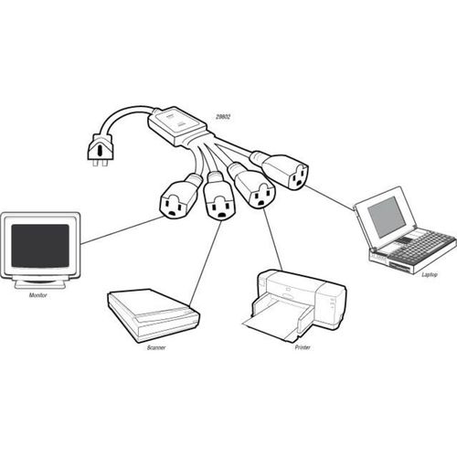 Cables To Go 6ft 16 AWG 1-to-4 Power Cord Splitter (1 NEMA 5-15P to 4 NEMA 5-15R) - 29808