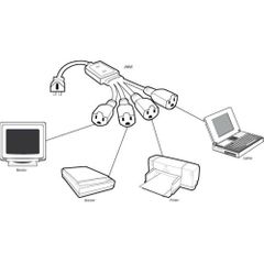 Cables To Go 6ft 16 AWG 1-to-4 Power Cord Splitter (1 NEMA 5-15P to 4 NEMA 5-15R) - 29808