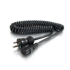 Cables To Go 8ft 16 AWG Coiled Hospital Grade Power Cord (NEMA 5-15P to IEC320C13) - Black - 48070