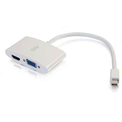 Cables To Go 8in Mini DisplayPort™ Male to 4K HDMI® or VGA Female Adapter Converter - White - 28272