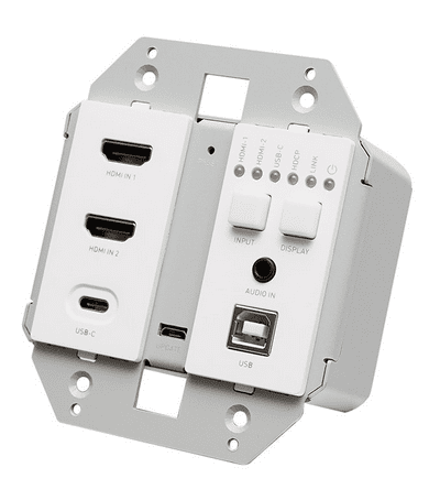 Cables To Go Dual 4K HDMI HDBaseT plus USB-C, 3.5mm, USB-B over Cat Extender Dual Gang Wall Plate Transmitter - LIMITED AVAILABLITY - C2G30019