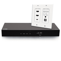 Cables To Go Dual 4K HDMI® HDBaseT + USB-C®, 3.5mm, and USB-B to A over Cat Extender Wall Plate Transmitter to Audio De-Embedding Box Receiver - 4K 60Hz - C2G31020
