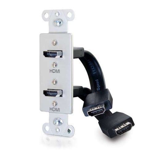 Cables To Go Dual HDMI® Pass Through Decorative Wall Plate - Aluminum - 39875