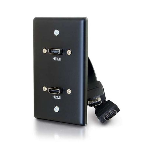 Cables To Go Dual HDMI® Pass Through Single Gang Wall Plate - Black - 39879